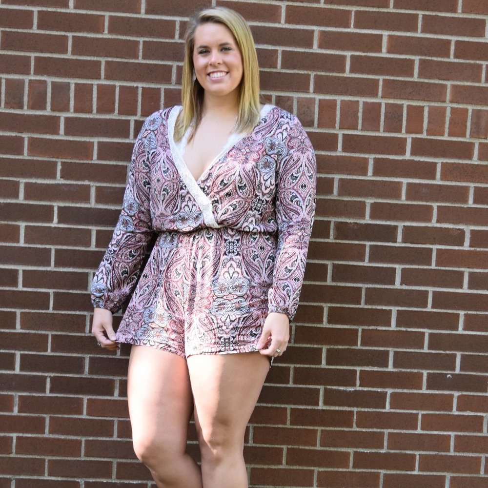Printed Long Sleeve Romper
